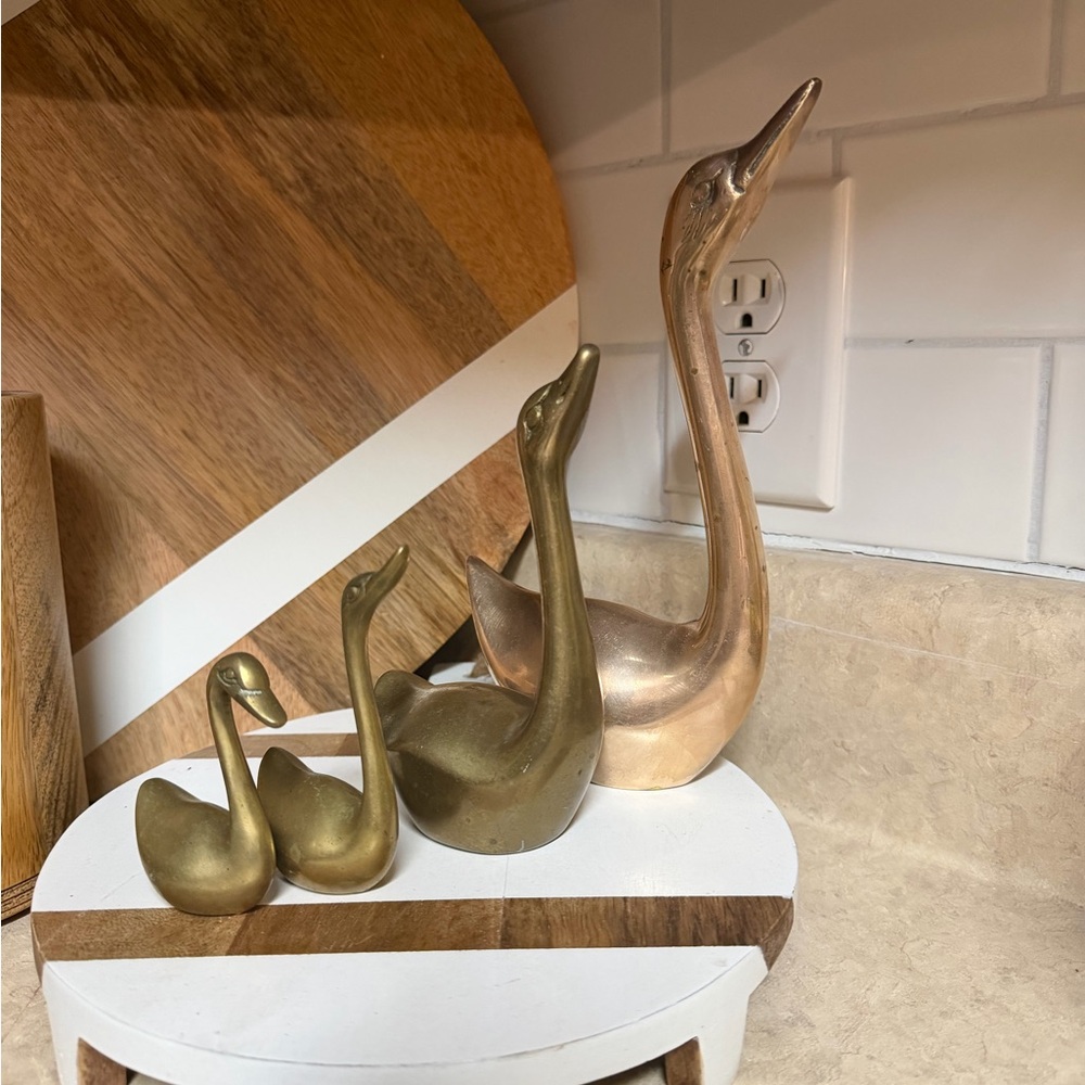Bronze Duck/Swan Figurines